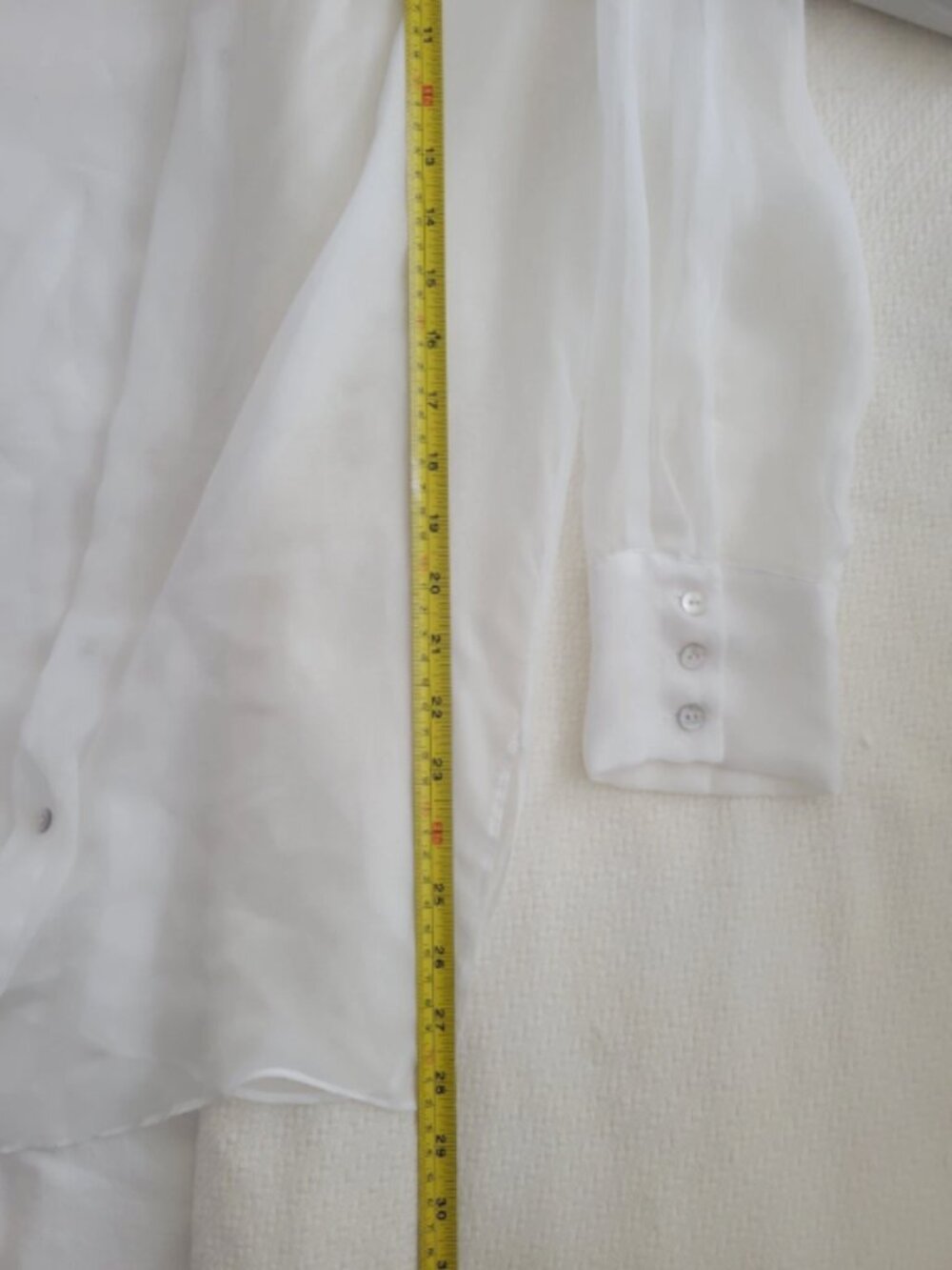 Bebe White Sheer Chiffon Button Up Shirt XS Size Long Sleeve Lightweight Blouse - Picture 9 of 9